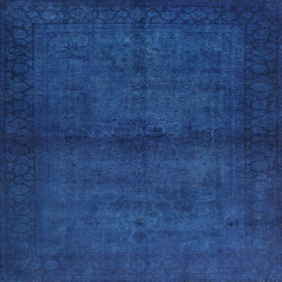 Ahgly Company Indoor Square Contemporary Blue Abstract Area Rugs, 5' Square