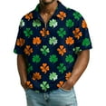 thumbnail image 2 of Men's St. Patrick's Day Shamrock Polo Shirt Short Sleeve Half Zip Casual Top, 2 of 9