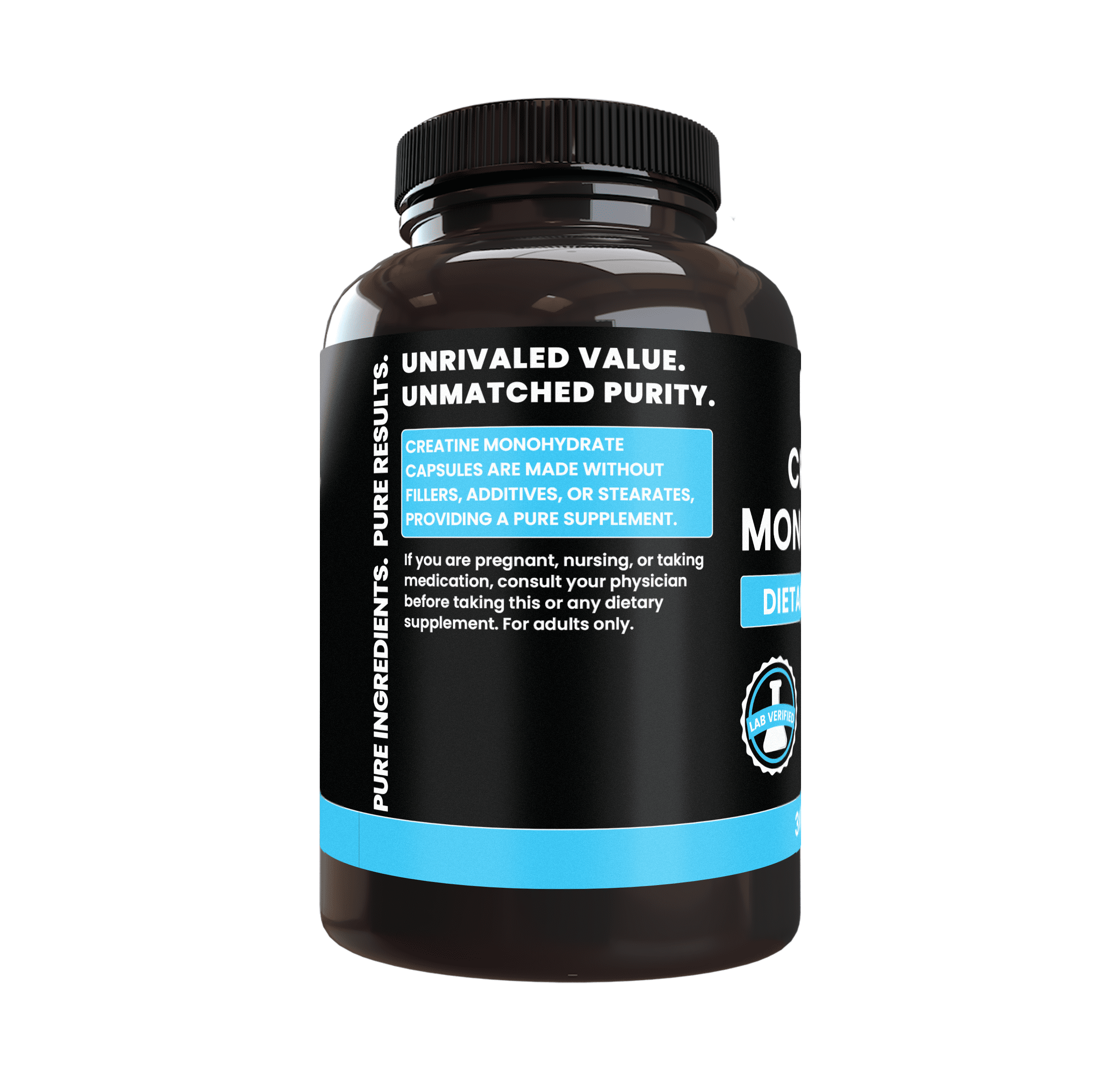 PURE ORIGINAL INGREDIENTS Creatine Monohydrate 365 Capsules No Magnesium Or Rice Fillers, Always Pure, Lab Verified