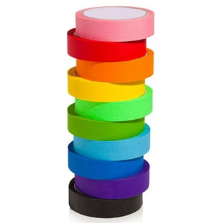 Colored Masking Tape, 8 Assorted Colors, 1 x 60 Yards, 8 Rolls