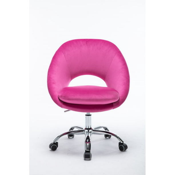 High Adjustable Vanity Chair Home Office Desk Chairs With Upholstered Mid Back Support 360 Swivel Computer Soft Seat Modern Velvet Task Stylish Bar Stool Fuchsia Red Com 360 Swivel Computer Chair, Vanity Chairs With Back Support