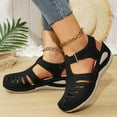 thumbnail image 2 of Leozcaa Closed Toe Women Wedge Sandals Summer Dressy Fisherman Hollow Out Lightweight Walking Shoes, 2 of 7