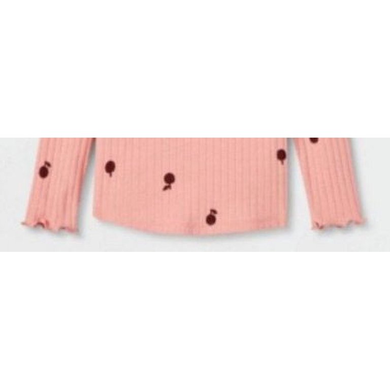 Cat & Jack Girls Rose with Red Apple Print Ribbed Longsleeve
