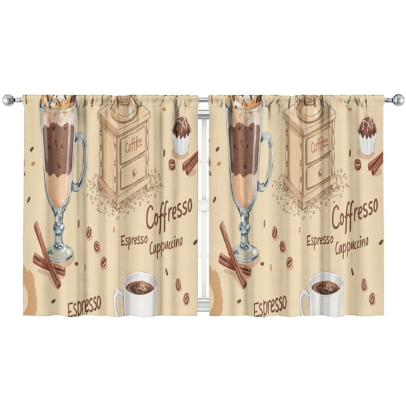 Coffee (137)_8 Curtains-blackout Curtains Bedroom Decor Living Room Darkening Grommet Window Drapes 2 Panels Set 52"x 63"