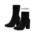 thumbnail image 5 of BLISSFUL STEP Women's Rounded Toe Block Heel Foldable Ankle Boots, 5 of 5