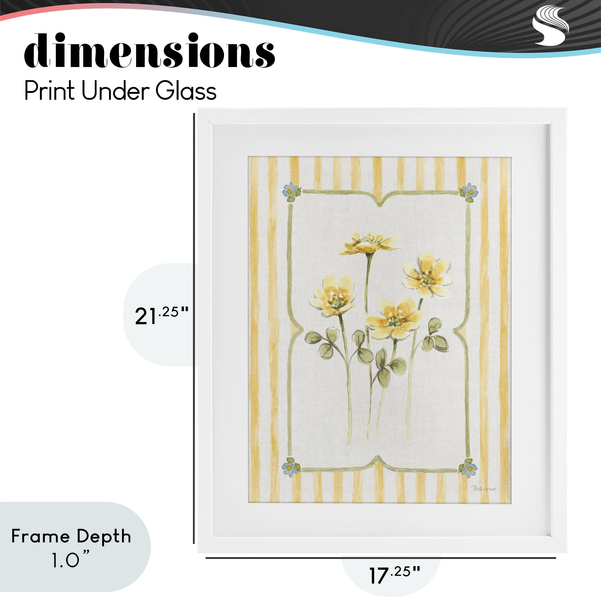 Stupell Industries Sweet Honey Florals White Framed Print Under Glass, design by Beth Grove