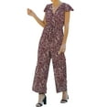 thumbnail image 2 of hirigin Women Wide-Legged Version V Neck Short Sleeve Jumpsuit with Flower Pattern, Summer Clothing, 2 of 6