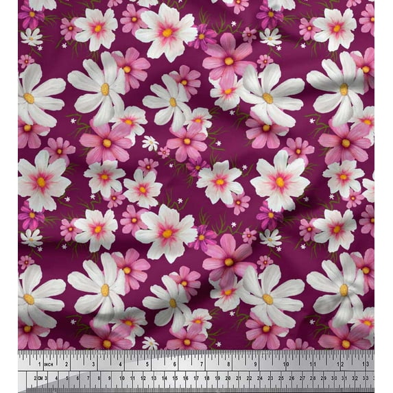 Soimoi Georgette Viscose Fabric Cosmos Floral Decor Fabric Printed Yard 42 Inch Wide