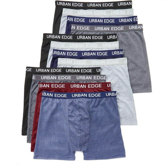 Urban Edge 8 Pack Men's Underwear Boxer Briefs Black/Navy/Gray - L