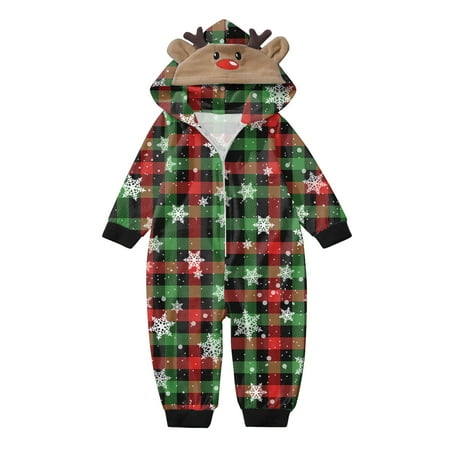 

Family Christmas Pajamas Christmas Deer Plaid Print Long Sleeve T Shirt Pants Match Pajamas Matching Family Outfits Green 9-12Months