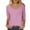 Pink, variant on ShomPort Shirts for Women Comfy Collarless 3/4 Sleeve Solid Color Scoop Neck Tops Vintage Office Wear Tee Shirts