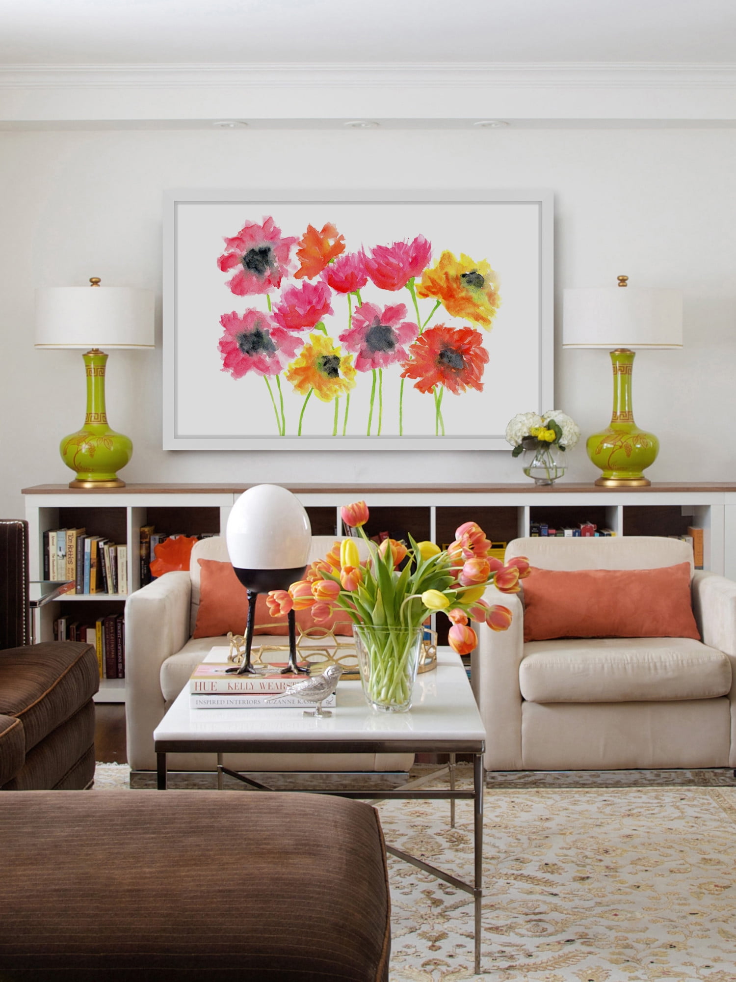 Marmont Hill "Bold Zinnias" by Thimble Sparrow Framed Painting Print