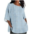 thumbnail image 1 of Tops Y Blusas de las Señoras Cortado 3/4 Manga Impresa Suelta Camisa Casual, Blusas para las Mujeres Casual, 1 of 4