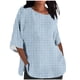 thumbnail image 1 of Tops Y Blusas de las Señoras Cortado 3/4 Manga Impresa Suelta Camisa Casual, Blusas para las Mujeres Casual, 1 of 4