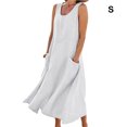 thumbnail image 5 of Sonducket vestido de verano de las mujeres sin mangas boho estilo vintage mil-becerro playa suelta kaftan largo con bolsillos viaje casual blanco Type3 NO3, 5 of 5