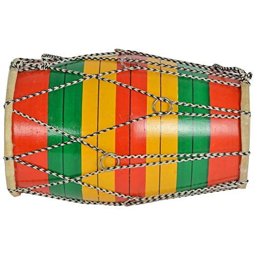 Wooden Musical Instrument Baby Dholak Rope & Ring With Cover (Multicolor)