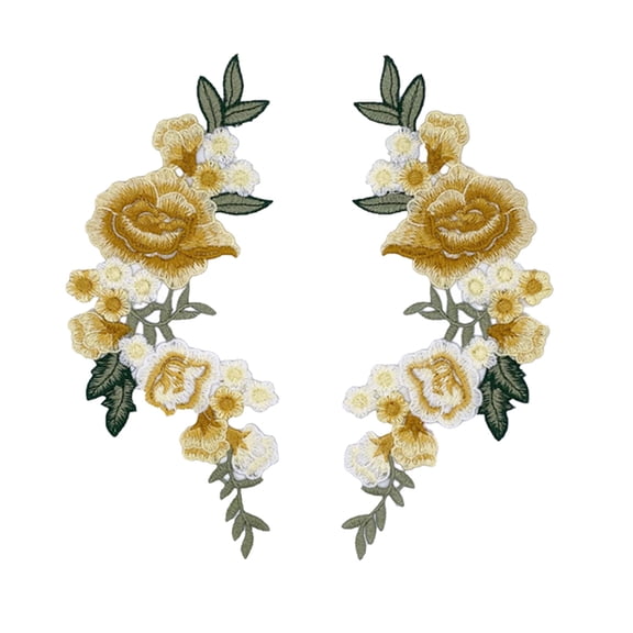 1 Pair Flower Fabric Applique Sewing Embroidery Patches Flower Embroidered Patches for Clothes Jeans Jackets Decoration