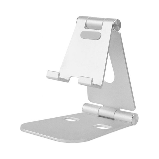 Soporte para teléfono, soporte para tableta, soporte para base compatible con teléfono móvil, accesorios, escritorio, otros teléfonos inteligentes, aluminio, 1 pieza (plata) oso de fresa Electrónica