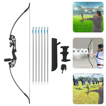 Archery Compound Bow Kit, 40lbs Right-Handed Recurve Bow, Full Set with Arrows, Arm Guards, and Rubber Grip for Outdoor Sports