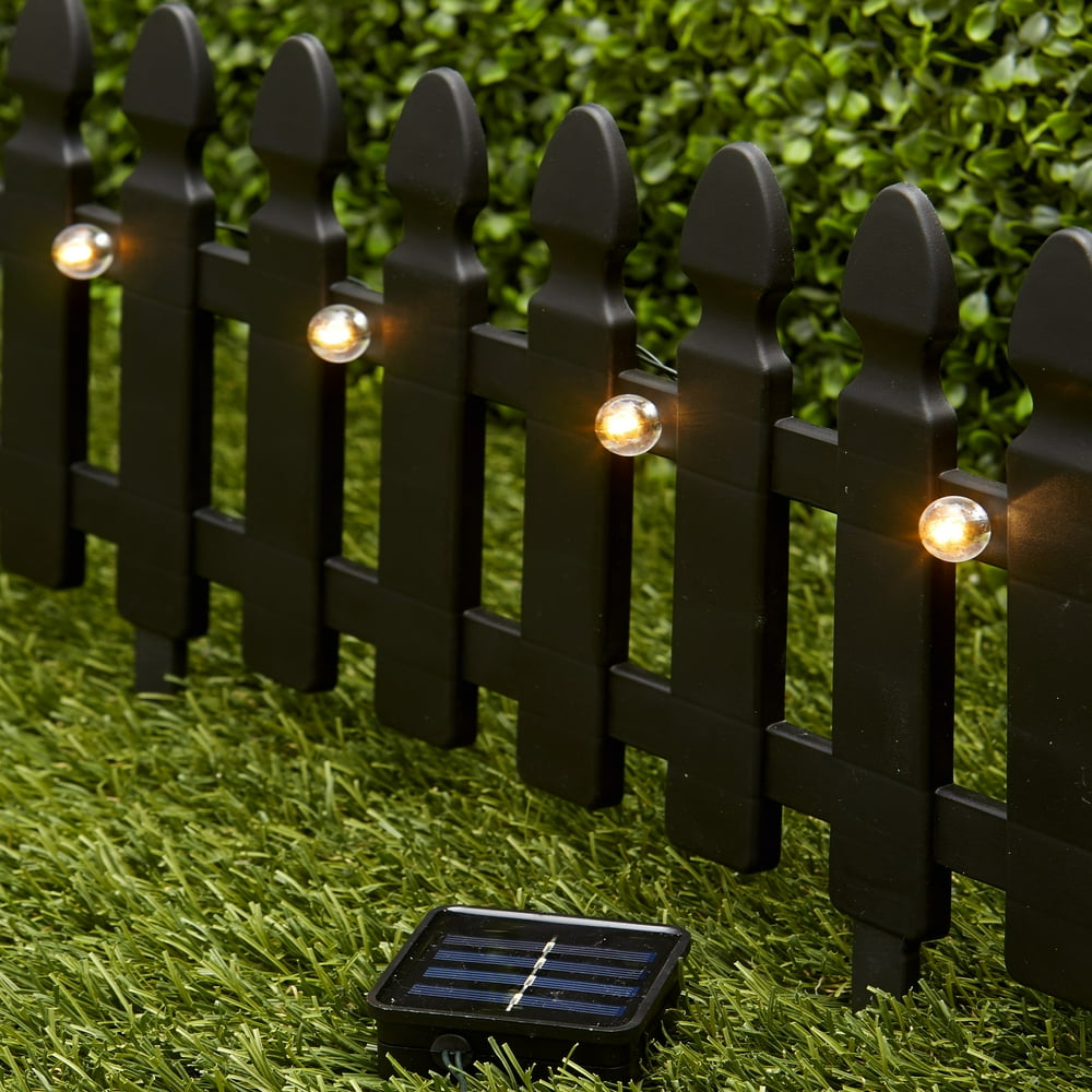 6Ft. Solar Border Fence Panel Garden Landscape Edging Stake Black