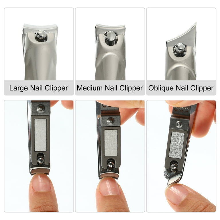 Unique Bargains 3Pcs Nail Clippers for Nail Care Portable Stainless Steel  Zinc Alloy Titanium Tone Silver Tone