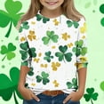 thumbnail image 2 of CYRBOKO Graphic Tee for Girls, Crewneck 3/4 Sleeve St. Patrick's Day Soft Tops for Holiday Multicolor Size 3-4 T, 2 of 5