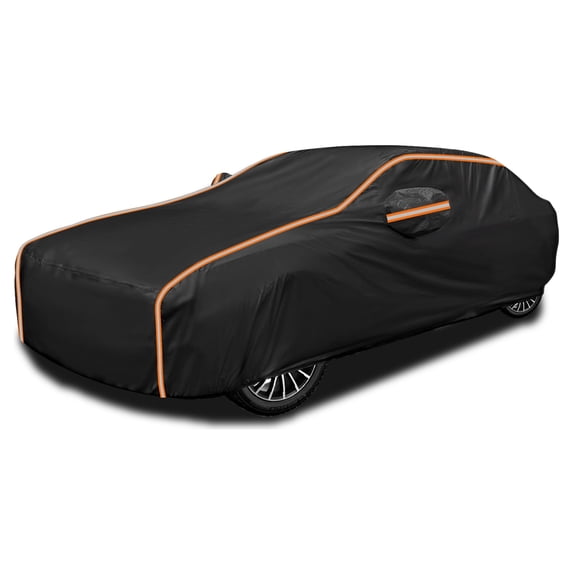 FANOTEK Car Cover Custom Fit Ford Mustang 1964-2024, 6 Layer PEVA Soft Liner Waterproof Full Exterior Cover All Weather Outdoor Sun Rain UV Dust Snow Protection Black