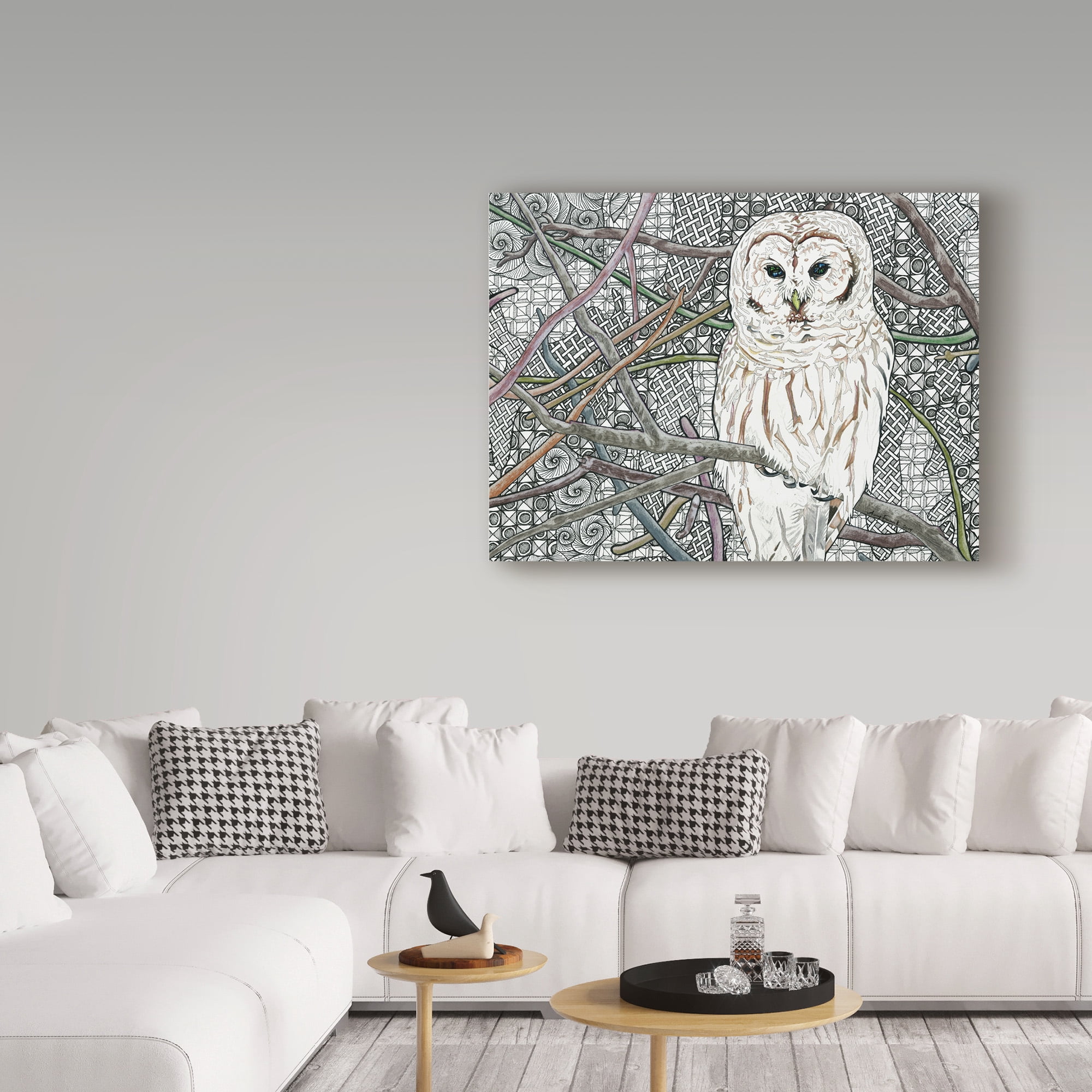 Trademark Fine Art 'Barred Owl White' Canvas Art by Amy Frank