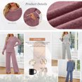 thumbnail image 3 of SUNBS Long Sleeve Lounge Sets for Women Casual Two Piece Outfits Wide Leg Pants with Pockets Crewneck Pajamas Clothing, 3 of 7
