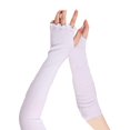 thumbnail image 4 of 1 Pair Long Arm Covers Half Finger Gloves Wrist Sleeves Fingerless Knitted Protection Ruffle Mittens, 4 of 6