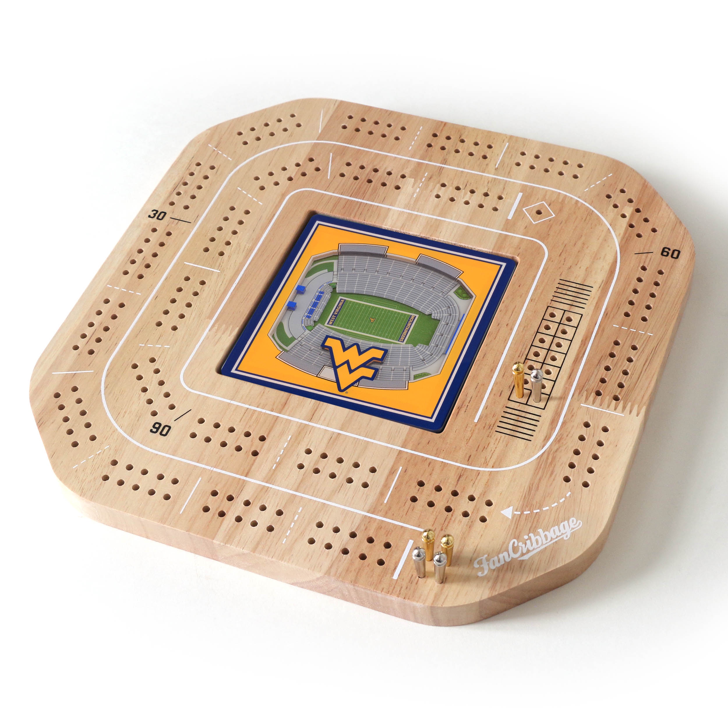 YouTheFan NCAA West Virginia Mountaineers Stadiumview Cribbage