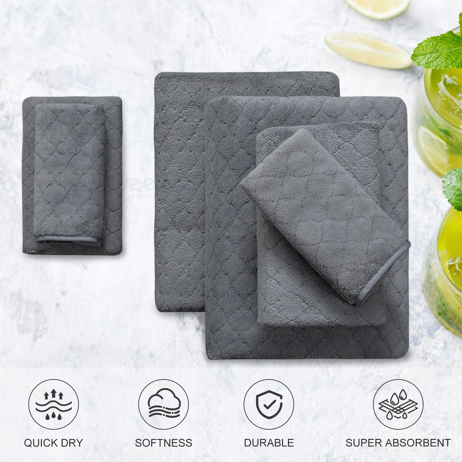 Green Essen 8 Pieces Extra Large Bath Towel35"x 70" Highly Absorbent Quick Dry Bath Sheets Bath Towel Oversized Clearance Soft Shower Towels for Bathroom Spa Hotel Gym(Dark Grey)