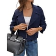 thumbnail image 2 of Abrigo Corto de Mujer, Estilo Gabardina, Informal, Cruzado, Chaqueta Corta, Prenda de Abrigo de Moda para Otoño con Cinturón Azul Marino XL, 2 of 8