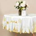 thumbnail image 2 of Nanqianyi Gold Snowflake Christmas Tablecloth Round 60 Inch, Waterproof Wrinkle White Table Cover for Party Dinner XMAS Decoration, 2 of 10