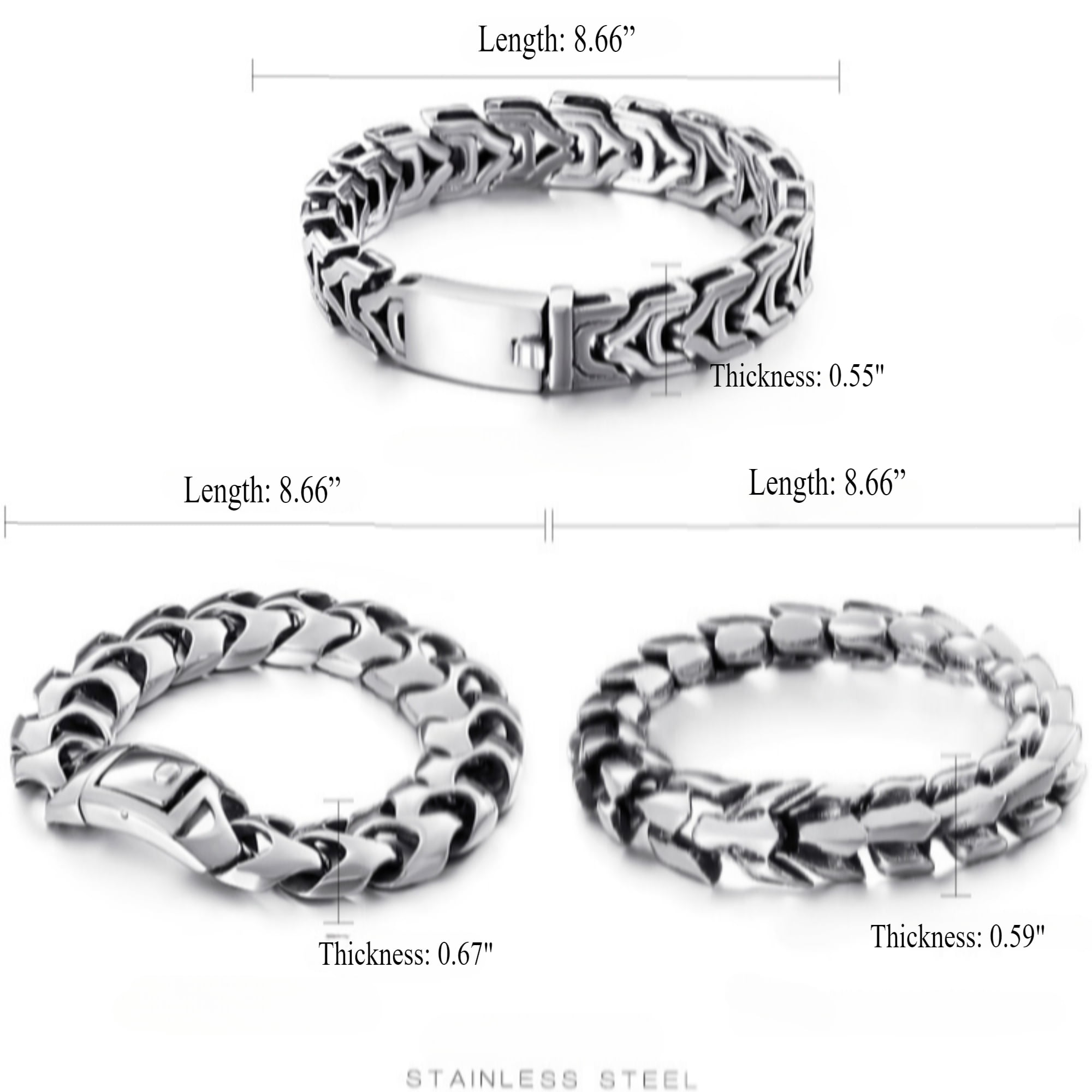 Metaljc Fashionable Dragon Bone Chain Bracelet for Men, Punk Trend Cool Gift Decorations