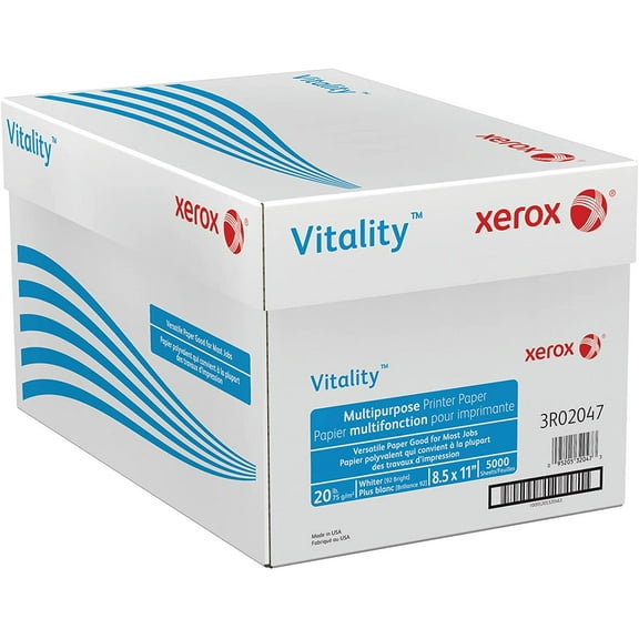 Vitality Multipurpose Print Paper, 92 Bright, 20lb, 8.5 x 11, White, 500 Sheets/Ream, 10 Reams/Carton