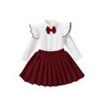 thumbnail image 2 of jsaierl Knit Outfits for Baby Girls Cute 2Pcs Ruffle Long Sleeve Sweater Top and Pleated Skirt Sets Infant Girls Fall Outfits Christmas Gift 6M-4T, 2 of 6