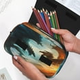 thumbnail image 6 of Sikiie Red And Blue Flame Wave Dragon Print Flip Double-layer Pencil Case, All-purpose Stationery Bag for Study and Office, Zipper Design, Unisex, 6 of 7