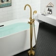 thumbnail image 6 of CASAINC Vintage 2-Handle Floor-Mount Buthtub Freestanding Roman Tub Faucet in Brushed Brass, 6 of 8