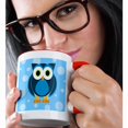 thumbnail image 2 of 3drose, Cute Blue Owl on Light Blue Background, 15oz Two-tone Red Mug, 2 of 6
