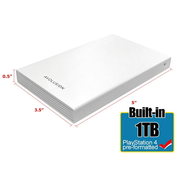 Avolusion HD250U3-WH 1TB USB 3.0 Portable External Gaming PS4 Hard Drive - White (PS4 Pre-Formatted) - 2 Year Warranty