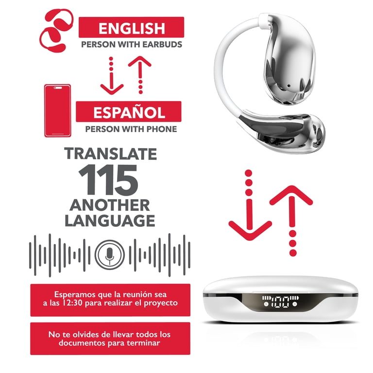 RCA WAVE-88 AI Translator TWS Bluetooth Open-Ear Earbuds with Mics