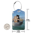 thumbnail image 2 of Rocae Two Brave Cats Are Floating On The Sea Iceberg for Leather Luggage Baggage Tags ID Label Privacy Cover ID Label with Stainless Steel Loop and Address Card, 2 of 5