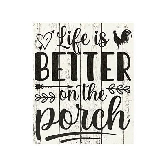 JennyGems Farmhouse Decor, Porch Signs for Front Porch Decor, Porch Life Sign, Farm Signs Farm Decor, Barn Signs, Barn Gifts, Wood Sign, Chicken Signs Chicken Lovers, Life Is Better on Porch Whitewash