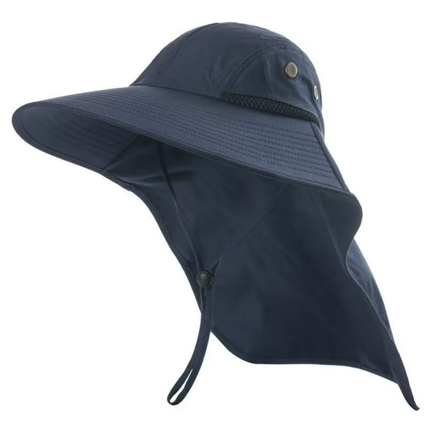 Outdoor Sun Hat Anti-Purple Protective Hunting Hat with Neck Cover (navy  blue) 