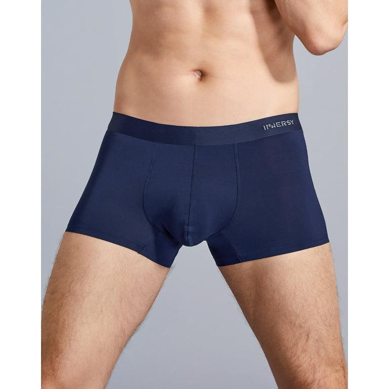 INNERSY Men's Micro Modal Boxer Briefs No Show Short Leg Trunks Underwear 3  Pack (M, Dark Crimson/Navy/Saxony Blue)