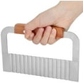 thumbnail image 5 of 2 Pack Crinkle Cutter， Stainless Steel Potato Slicer，Wavy Slicers Kitchen Crinkle Cutter ， Cutting Chopping French Fry Slicer Tool with Wooden Handle for Carrot Vegetable, 5 of 8