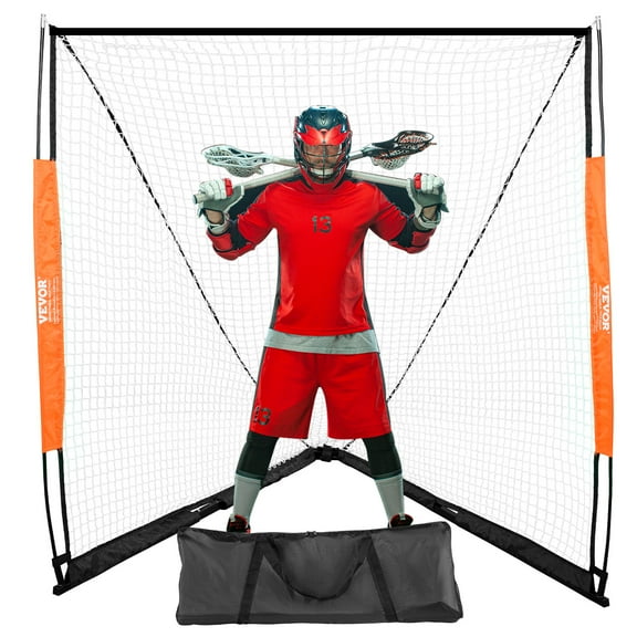 KFFKFF 6'x6' Lacrosse Goal Net ,Steel Frame Backyard Lacrosse Portable Lacrosse Goal Backyard Training Equipment w/Carry Bag, Quick Setup