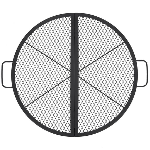30.5in Foldable Fire Pit Cooking Grill Grate, Round Cooking Grate,X-Marks Fire Pit Grill Cooking Grate,Heavy Duty Steel Campfire BBQ Grill Grid with Handle,Portable Camping Cookware for Outside