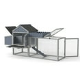 thumbnail image 4 of Noaman 80" Wooden Chicken Coop, 2-Tier Hen House with Nesting Box, PVC Roof, Gray Backyard Poultry Habitat, 4 of 16